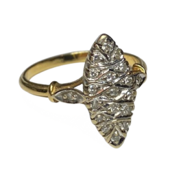 BAGUE MARQUISE OR JAUNE 18K DIAMANTS (T.52) — photo 1