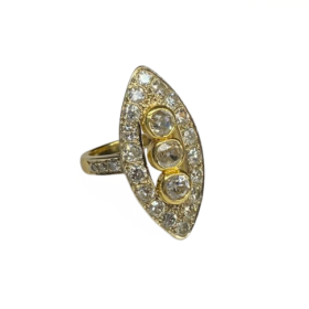 BAGUE MARQUISE OR JAUNE 18K ET DIAMANTS (T.52) — photo 1