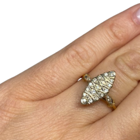 BAGUE MARQUISE OR JAUNE 18K DIAMANTS (T.52) — photo 6