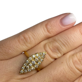 BAGUE MARQUISE OR JAUNE 18K DIAMANTS (T.51) — photo 5