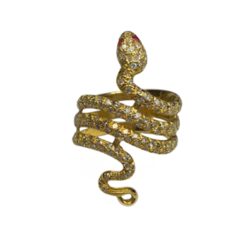 BAGUE SERPENT OR 18K DIAMANTS (T.55) — photo 3