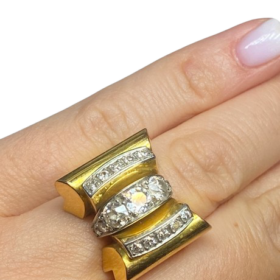 BAGUE TANK OR 18K PLATINE DIAMANTS (T.49) — photo 6