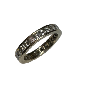 BAGUE ALLIANCE OR BLANC 18K DIAMANTS (T.59) — photo 1
