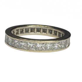 BAGUE ALLIANCE OR BLANC 18K DIAMANTS (T.59) — photo 3