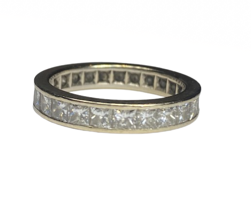 BAGUE ALLIANCE OR BLANC 18K DIAMANTS (T.59)