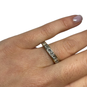 BAGUE ALLIANCE OR BLANC 18K DIAMANTS (T.59) — photo 5