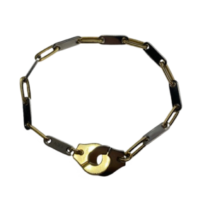 BRACELET DINH VAN MENOTTES OR 18K ET ACIER — photo 1