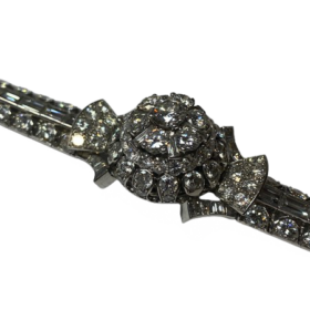 MONTRE BRACELET PLATINE OR 18K PAVAGE DIAMANTS — photo 3