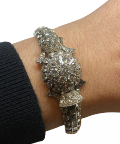 MONTRE BRACELET PLATINE OR 18K PAVAGE DIAMANTS