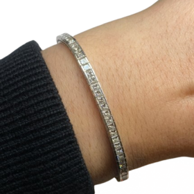 BRACELET RIVIERE TENNIS OR BLANC 18K DIAMANTS ENV 3,20CTS (L. 17,5 CM) — photo 7