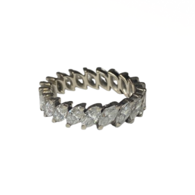 BAGUE ALLIANCE OR 18K DIAMANTS MARQUISES (T.52) — photo 1