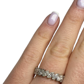 BAGUE ALLIANCE OR 18K DIAMANTS MARQUISES (T.52) — photo 3