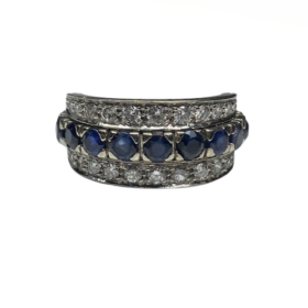 BAGUE AMOVIBLE OR 18K DIAMANTS RUBIS SAPHIRS (T.51) — photo 3