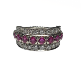 BAGUE AMOVIBLE OR 18K DIAMANTS RUBIS SAPHIRS (T.51) — photo 4