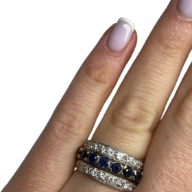BAGUE AMOVIBLE OR 18K DIAMANTS RUBIS SAPHIRS (T.51) — photo 5