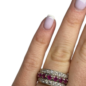 BAGUE AMOVIBLE OR 18K DIAMANTS RUBIS SAPHIRS (T.51) — photo 6