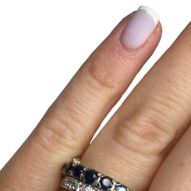BAGUE AMOVIBLE OR 18K DIAMANTS RUBIS SAPHIRS (T.51) — photo 9