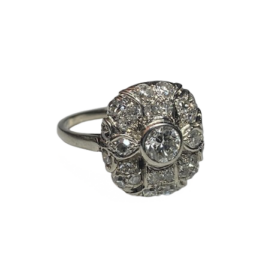 BAGUE PLATINE ET DIAMANTS DONT ENV 0,30CT (T.54) — photo 1