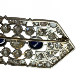 BROCHE ART DECO PLATINE OR 18K DIAMANTS ET SAPHIRS — photo 3