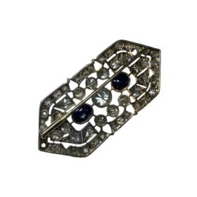 BROCHE ART DECO PLATINE OR 18K DIAMANTS ET SAPHIRS — photo 4