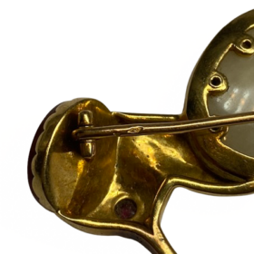 Broche Cartier Vintage canard or 18K, calcédoine, agate et rubis — photo 8