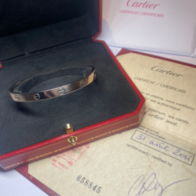 BRACELET CARTIER LOVE OUVERT CLASSIQUE OR BLANC 18K (T.21) — photo 4