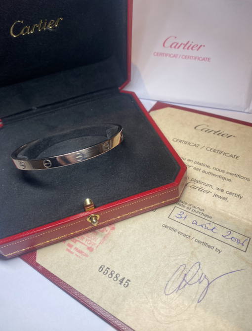 BRACELET CARTIER LOVE OUVERT CLASSIQUE OR BLANC 18K (T.21)