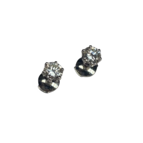 Boucles d'oreilles puces or blanc 18K et diamants 0,65 ct (x2) — photo 1