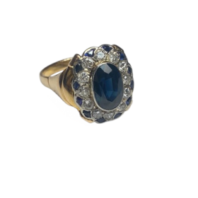 BAGUE OR 18K SAPHIRS ET DIAMANTS (T.50) — photo 1