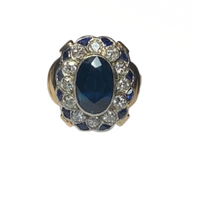 BAGUE OR 18K SAPHIRS ET DIAMANTS (T.50) — photo 3