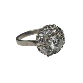 BAGUE OR 18K PLATINE DIAMANTS DONT ENV 1CT (T.54) — photo 1