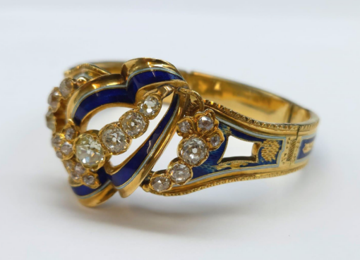 Bracelet articulé or 18K email et diamants env 4-5cts