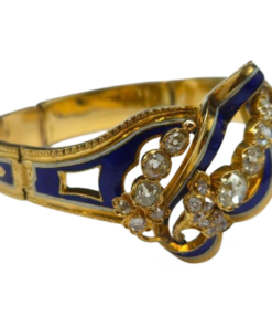 Bracelet articulé or 18K email et diamants env 4-5cts