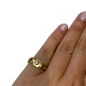 BAGUE SOUPLE CARTIER VINTAGE OR 18K DIAMANT (T.47) — photo 5