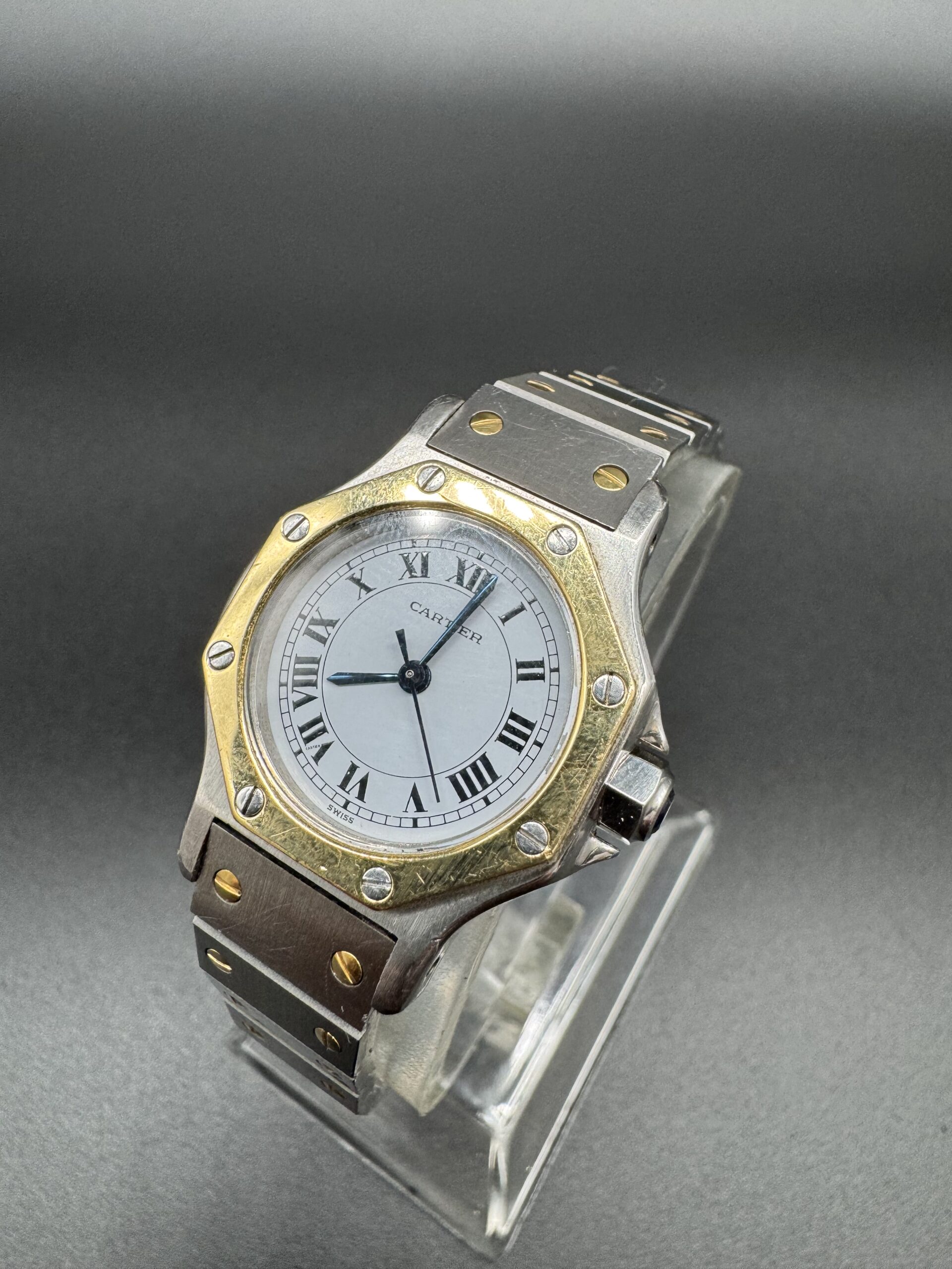 Cartier Santos Octagon ref 0907 or/acier année 1990