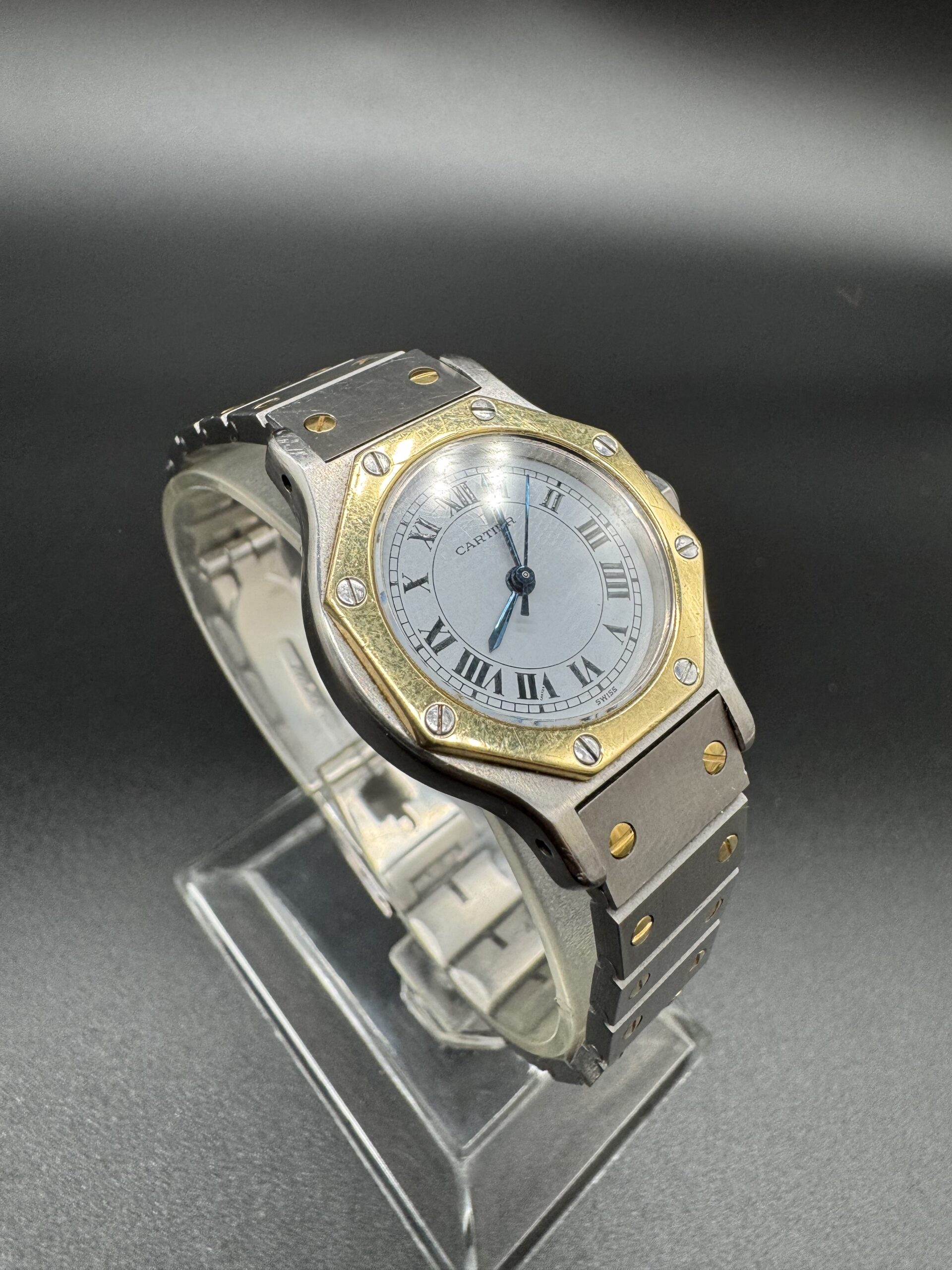 Cartier Santos Octagon ref 0907 or/acier année 1990