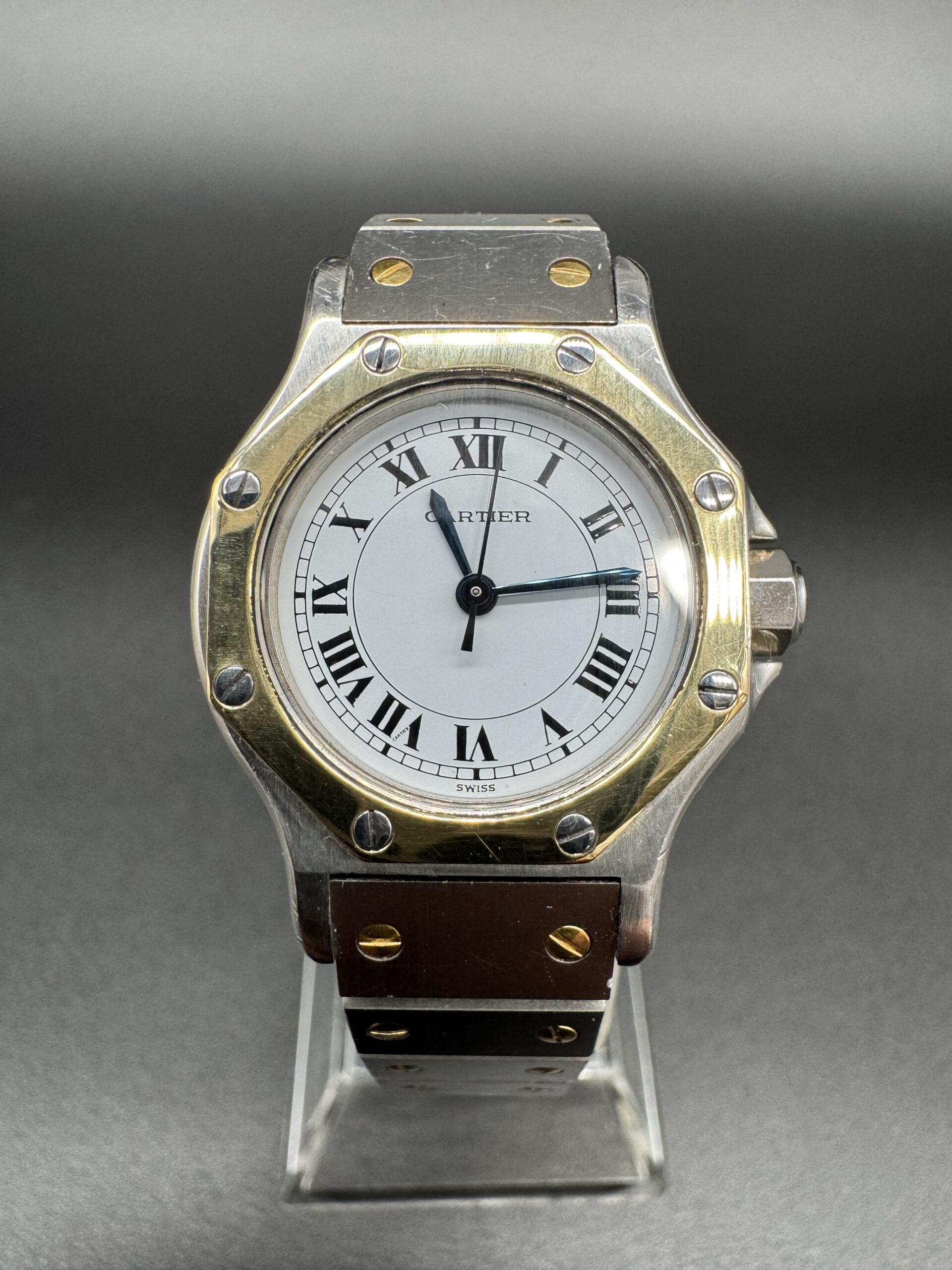 Cartier Santos Octagon ref 0907 or/acier année 1990