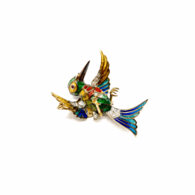 Broche oiseau en or jaune 18K — photo 7