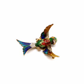 Broche oiseau en or jaune 18K — photo 6