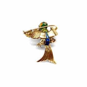 Broche oiseau en or jaune 18K — photo 3