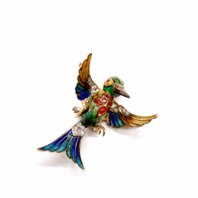 Broche oiseau en or jaune 18K — photo 1