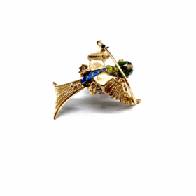 Broche oiseau en or jaune 18K — photo 2