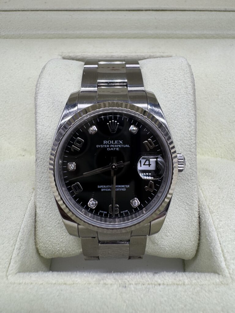 Rolex Oyster Perpetual Date 115234 Index Diamant année 2006