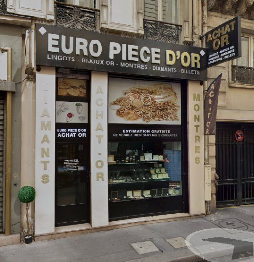 Devanture de la boutique Euro Pièce d'Or au 112 rue de Richelieu, Paris 2e