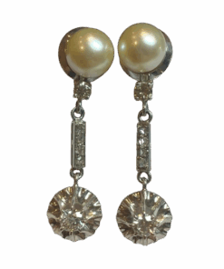 Boucles d’oreilles or 18K pendantes perles et diamants