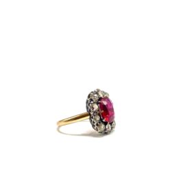 Bague or 18k rubis et 10 diamants (T.54) — photo 2