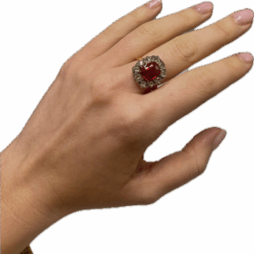 Bague or 18k rubis et 10 diamants (T.54) — photo 4