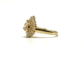Bague or jaune 18K diamants dont poire environ 1,10 cts (T.60) — photo 2