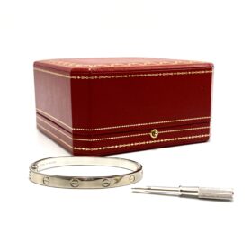 Bracelet Cartier Love Classique or blanc 18k (T.19) — photo 3