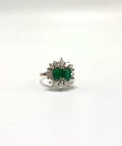 Bague or 14K diamants émeraudes (T.58)